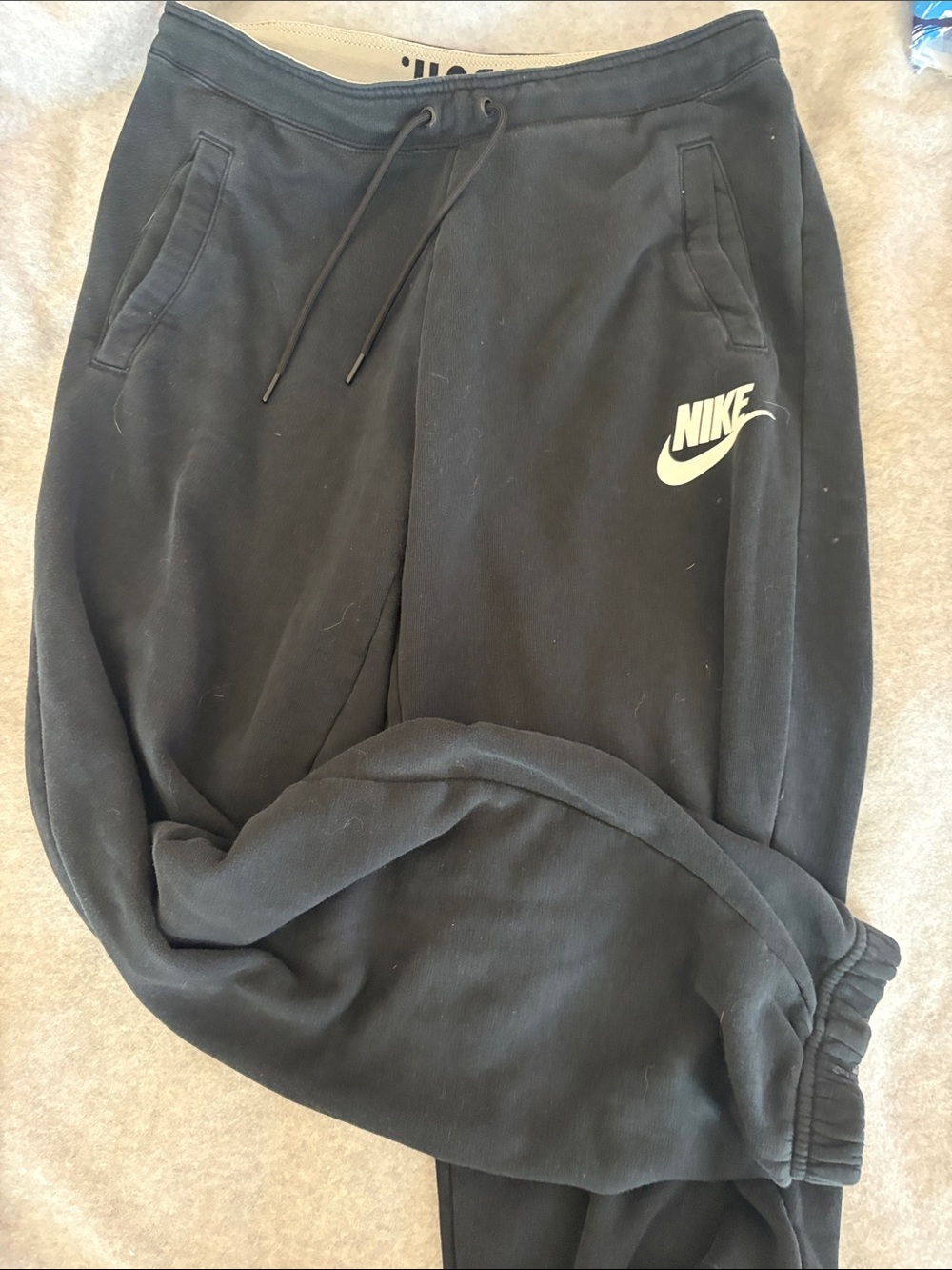 Nike Black Jogger Sweatpants with White Swoosh